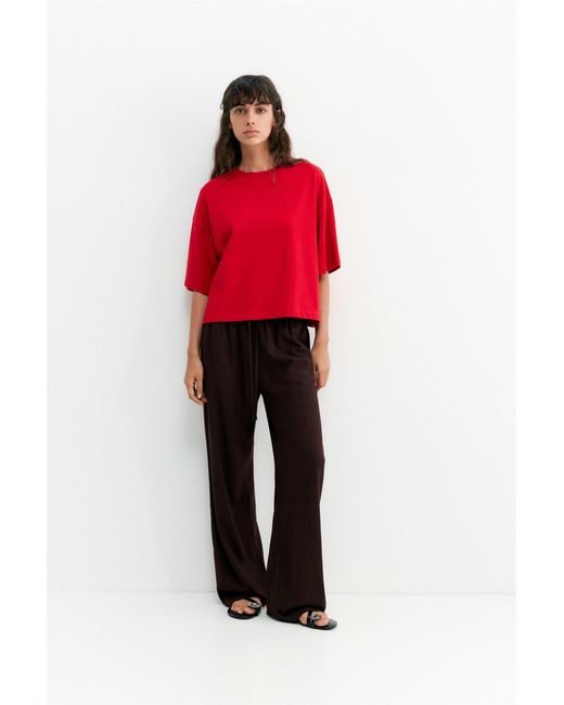 Pull&Bear Brown Flowing Trousers With Linen