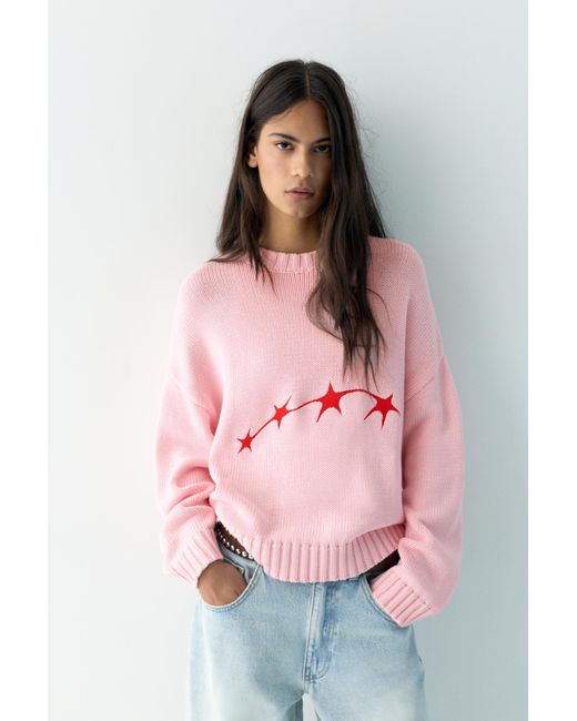 Pull&Bear Pink Star Jumper