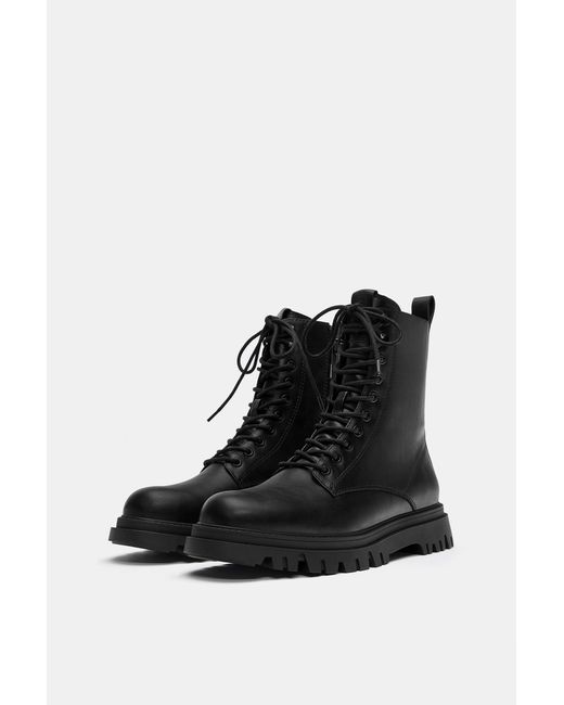 Stivali Stringati Foderati di Pull&Bear in Black da Uomo