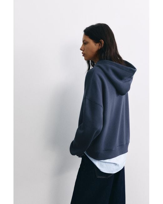 Pull&Bear Gecombineerde Sweater Met Capuchon in het Blue