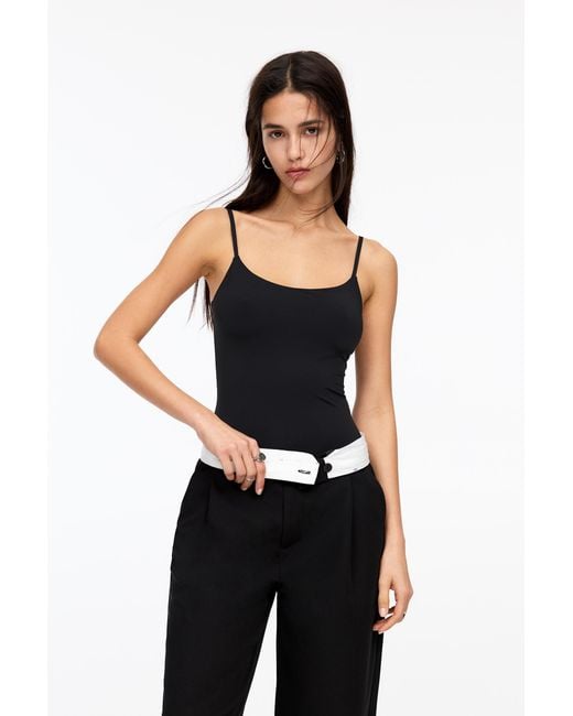 Pull&Bear Black Strappy Polyamide Bodysuit