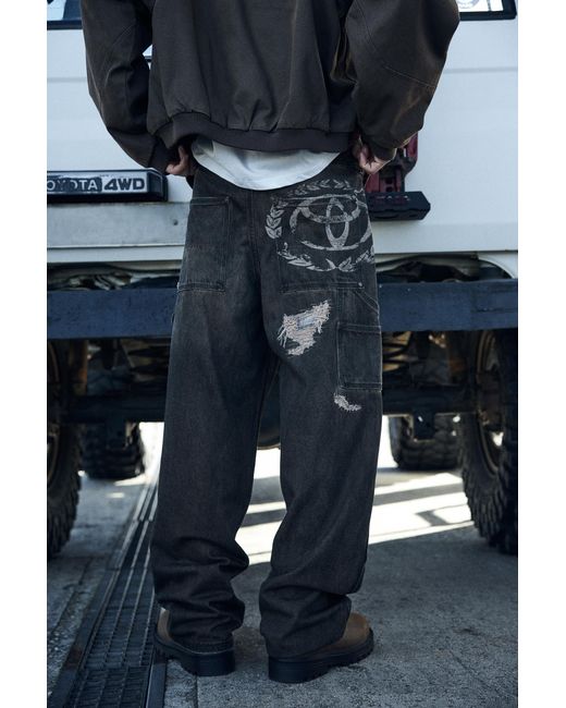 Pull&Bear Blue Toyota Baggy Jeans for men