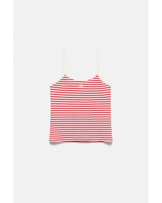Pull&Bear Red Striped Strappy Top