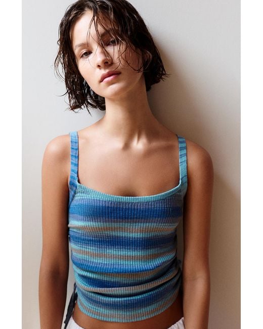 Pull&Bear White Gathered Knit Strappy Top