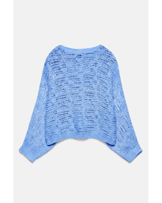 Pull&Bear Blue Oversize Cutwork Cardigan