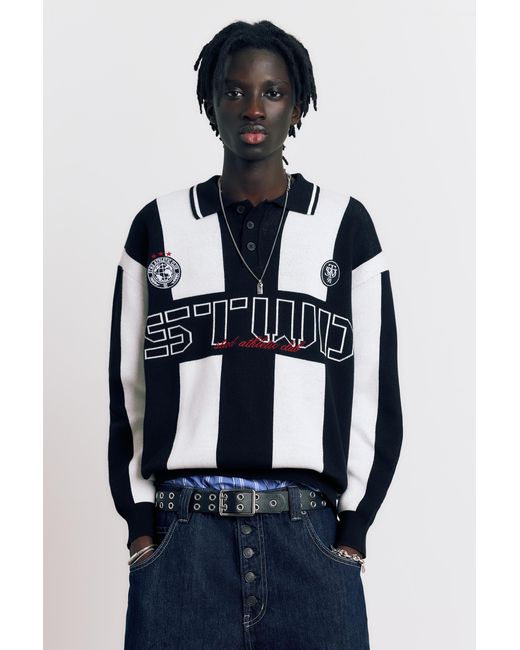 Pull&Bear Gestreepte Stwd Tricot Polo in het Blue voor heren