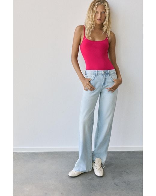 Pull&Bear Red Polyamide Bodysuit With Thin Straps