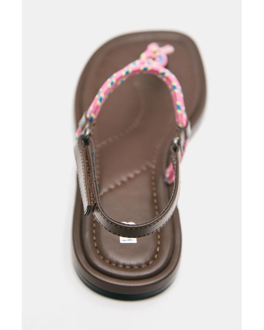 Pull&Bear Brown Flat Rope Sandals