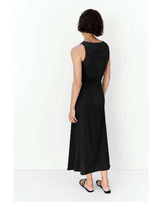 Pull&Bear Black Gathered Knot Midi Dress