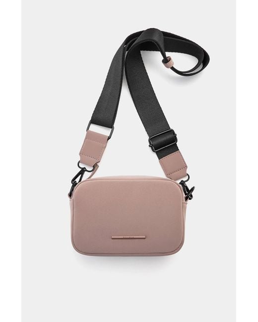 Pull&Bear Pink Rubberised Mini Crossbody Bag