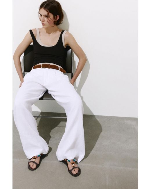 Pull&Bear White Beaded Flat Sandals
