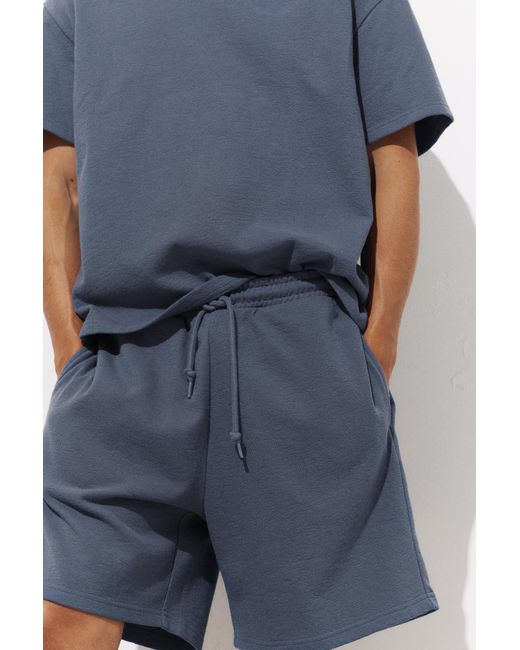 Pull&Bear Blue Textured Bermuda Sweatpants for men