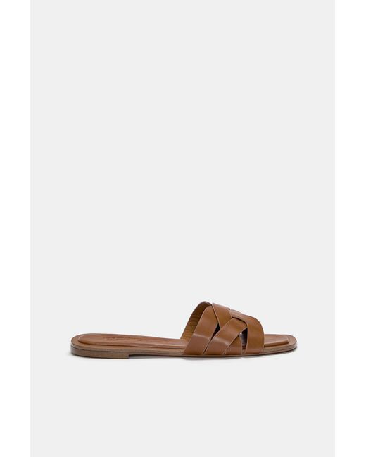 Pull&Bear Natural Flat Strap Sandals