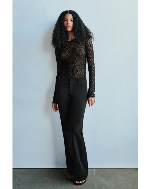 Pull&Bear Black Langarm-Spitzenbody