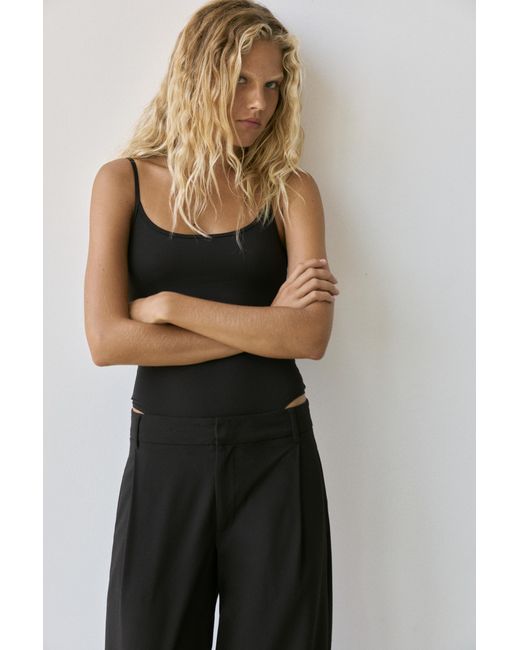 Pull&Bear Black Polyamide Bodysuit With Thin Straps