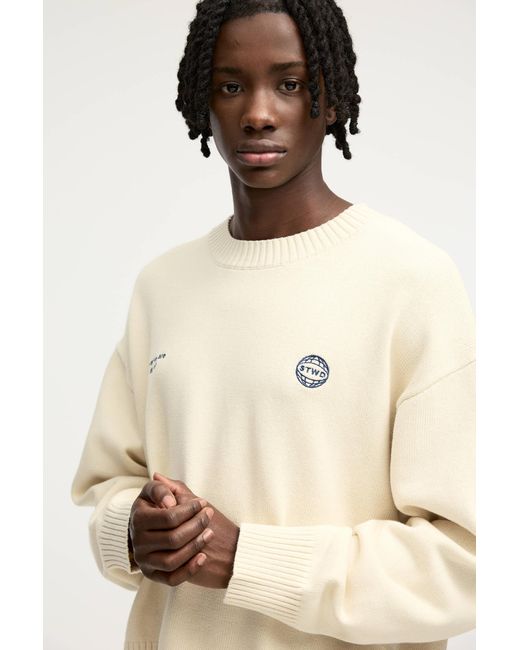Pull&Bear Cropped-Pullover Mit Stwd-Stickerei in Natural für Herren
