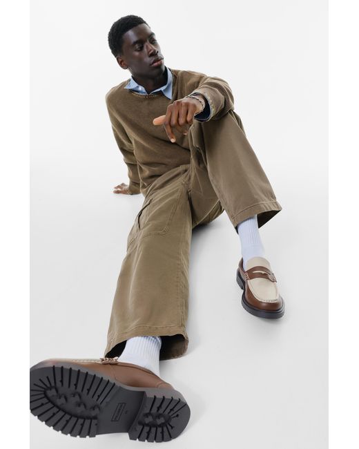 Pull&Bear Brown Chunky Contrast Loafers for men