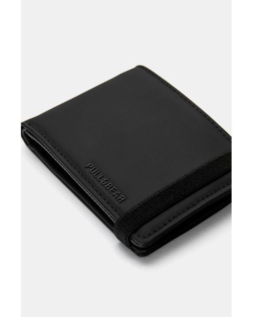 Pull&Bear Black Rubberised Wallet for men