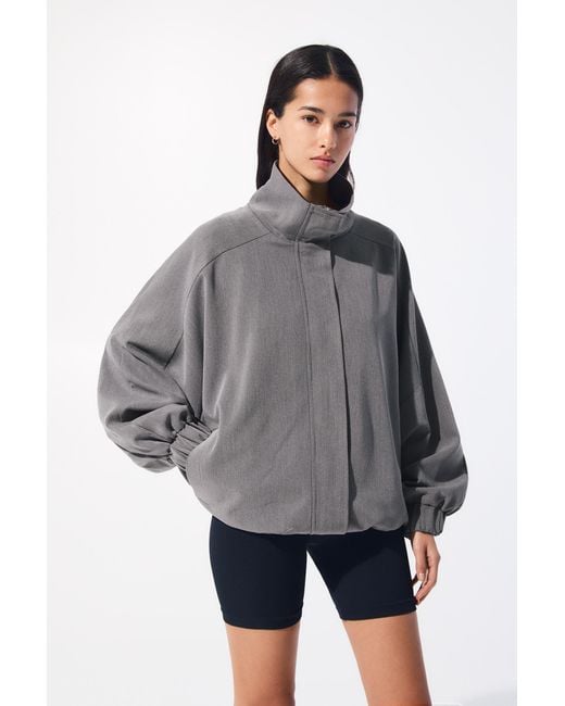 Pull&Bear Gray Oversize High Neck Jacket