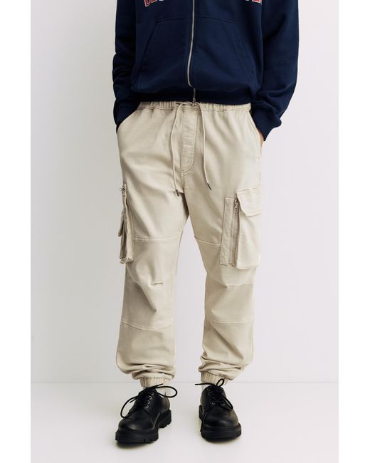 Pull&Bear Blue Multi-Pocket Comfort Jogger Trousers for men