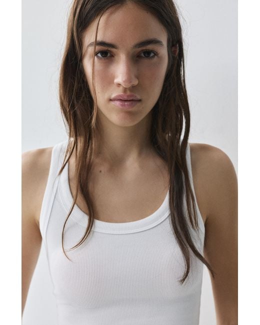 Pull&Bear White Basic Tank Top
