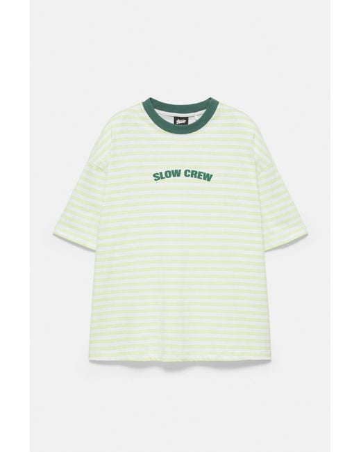 Pull&Bear Gray Stwd Boxy Striped T-Shirt for men