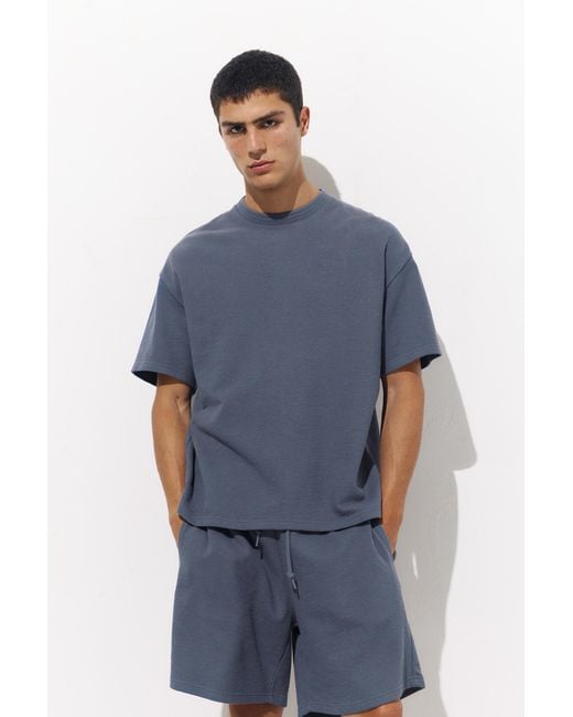 Pull&Bear Blue Short Sleeve Logo Sweatshirt for men