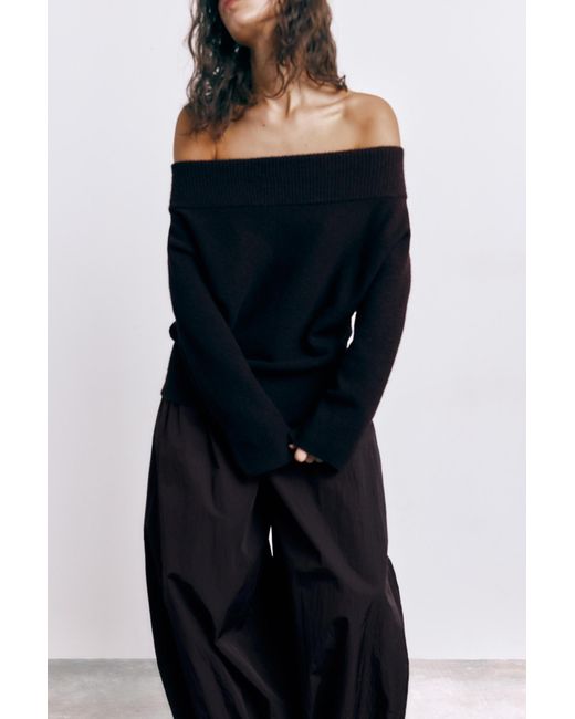 Pull&Bear Black Soft Knit Bardot Jumper