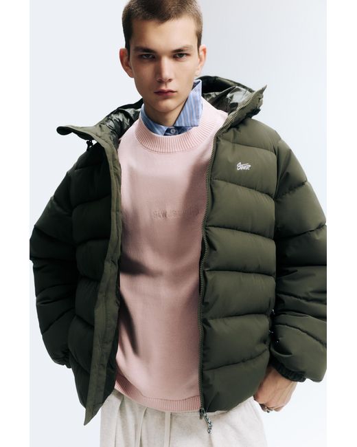 Pull&Bear Black Stwd Hooded Puffer Jacket for men