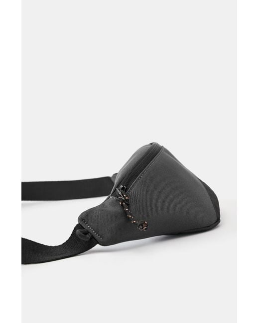 Pull&Bear Black Mixed Fabric Stwd Belt Bag for men