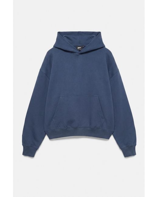 Pull&Bear Blue Stwd Boxy Hoodie for men