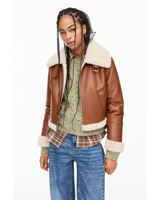 Pull&Bear Blue Double-Faced Faux Leather Jacket