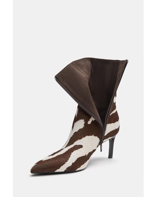Pull&Bear White Cowhide Fur High-Heel Ankle Boots