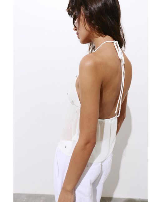 Pull&Bear White Mirror Halter Top