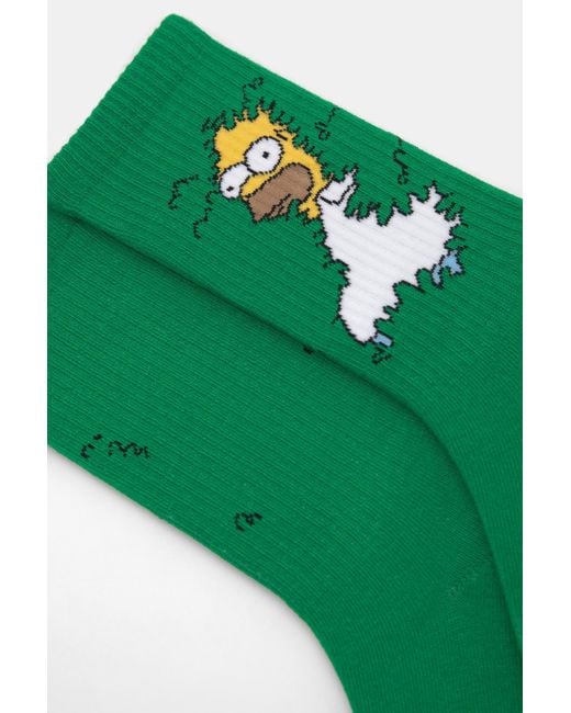 Pull&Bear Green Homer Simpson Long Socks for men