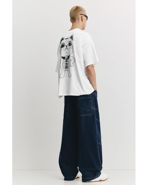 Pull&Bear White Dan Da Dan T-Shirt for men