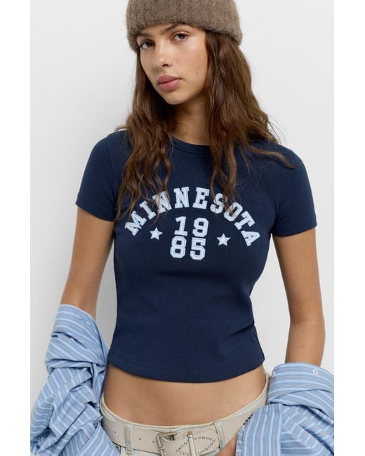 Pull&Bear Blue Minnesota Grafik-T-Shirt