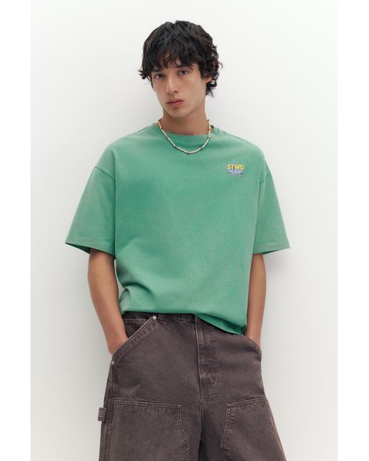 Pull&Bear Green Stwd Graphic T-Shirt for men