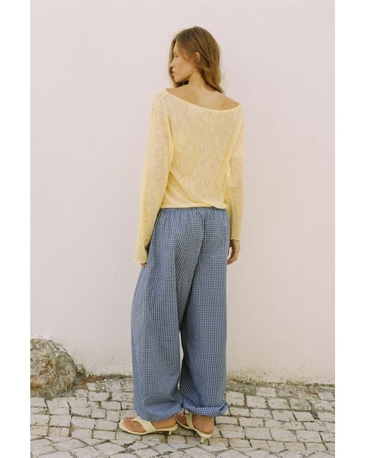 Pull&Bear Blue Check Sarouel Trousers