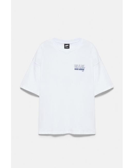 Pull&Bear Blue Stwd Private Archives Graphic T-Shirt for men
