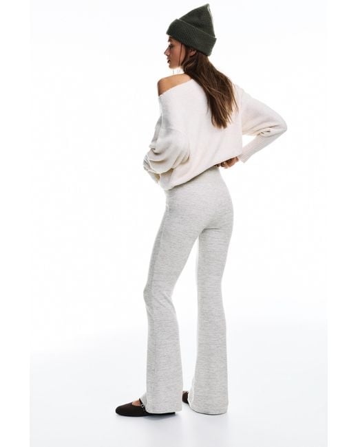 Pull&Bear White Soft Touch Flared Trousers