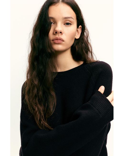 Pull&Bear Blue Oversize Round Neck Sweater