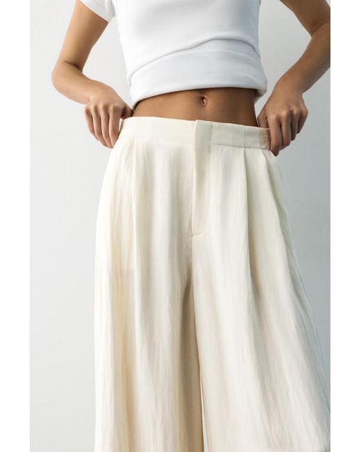 Pull&Bear White Darted Smart Trousers