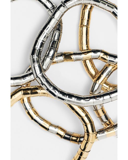 Pull&Bear Metallic Pack Elastische Armbänder, Metallisiert