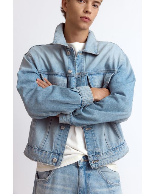 Pull&Bear Blue Trucker Denim Jacket for men