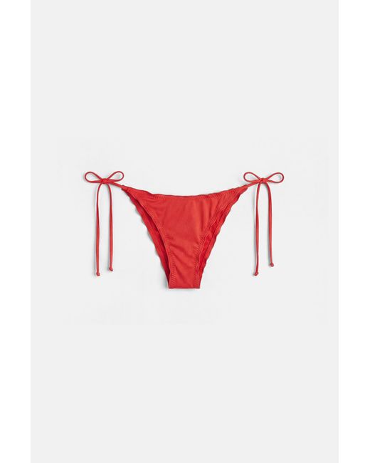 Pull&Bear Red Ruffled Bikini Bottoms