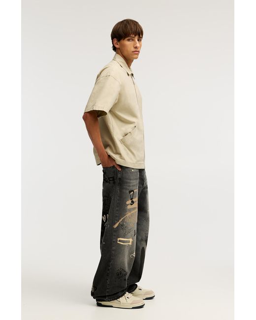 Pull&Bear Multicolor Stwd Graffiti Skater Jeans for men