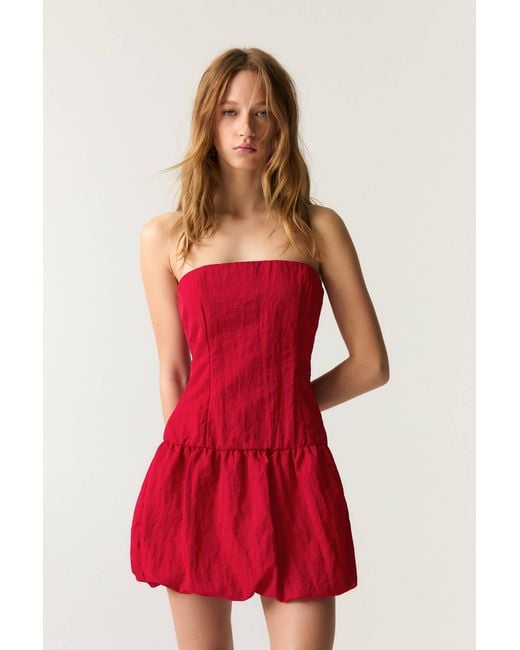 Pull&Bear Red Short Balloon Dress