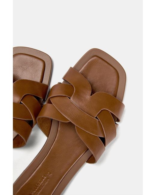 Pull&Bear Natural Flat Strap Sandals
