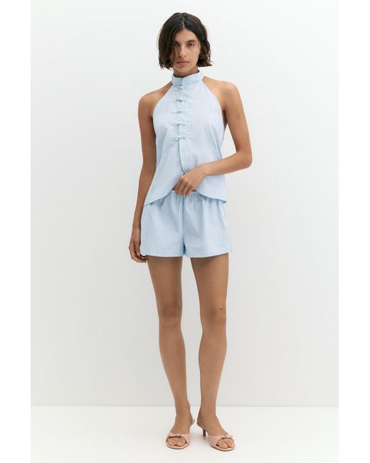 Pull&Bear Gestreepte Pyjamalook Short in het Blue